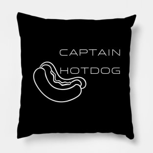 Captain Hotdog Typography White Design Pillow