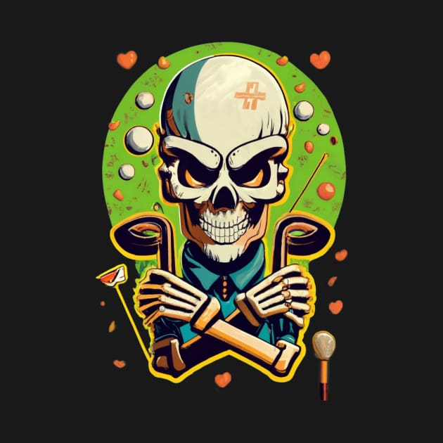 Golf from the Grave Funny Skeleton Golfer Halloween Pattern by pavelrmata