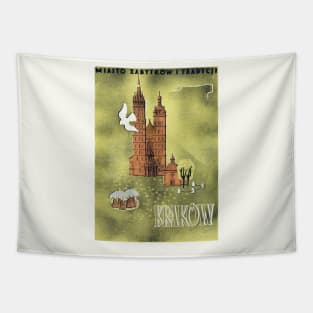 Krakow Poland Vintage Poster 1930s Tapestry