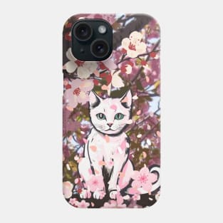 cherry blossom tree and cat Phone Case