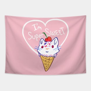 I'm Super Sweet Cute Kitty Cat Ice Cream Tapestry