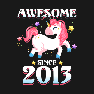 Awesome since 2013 Cute Unicorn 7th Birthday Gift Girls T-Shirt