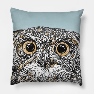 Little Owl Lino Print Design Pillow