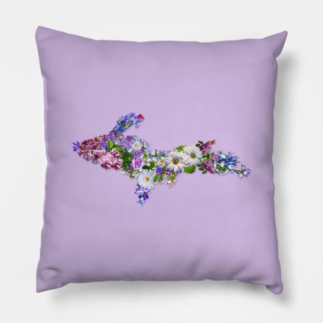 Upper Peninsula Flowers Outline Pillow by Jarrodjvandenberg