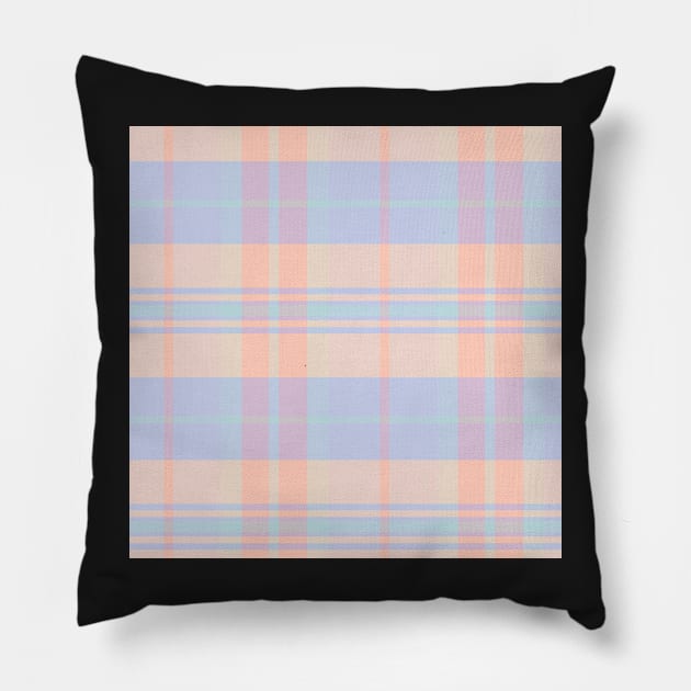 Pastel Aesthetic Arable 1 Hand Drawn Textured Plaid Pattern Pillow by GenAumonier