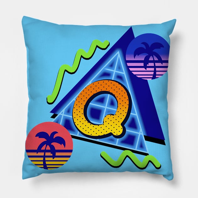 Initial Letter Q - 80s Synth Pillow by VixenwithStripes