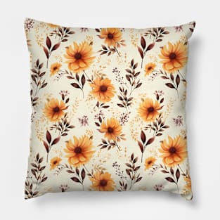 Watercolor Autumn Flowers Pillow