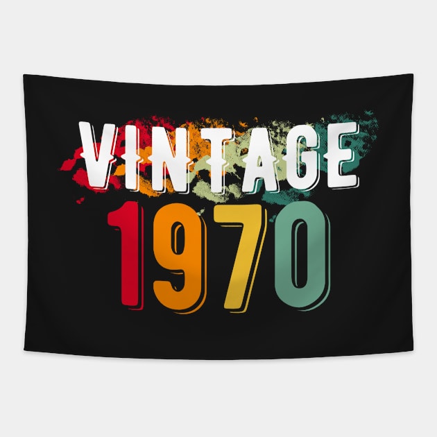 Retro Vintage 1970 Birthday Tapestry by PlusAdore