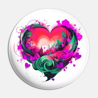 Heart Nouveau Design (Purple, Pink) Pin