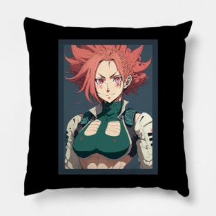 Anime Girl Red Hair and Green Top Military Pillow