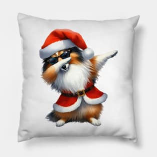 Christmas Shetland Sheepdog Dog Dabbing Dance Pillow