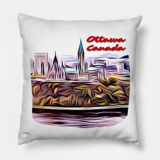 Ottawa Canada Skyline Painting Pillow