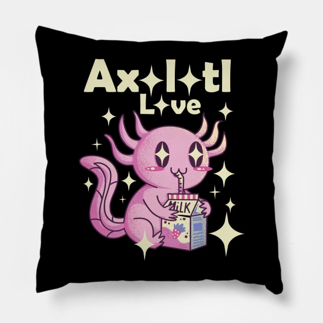 Kawaii Axolotl Pillow by ArtRoute02