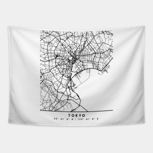 TOKYO JAPAN BLACK CITY STREET MAP ART Tapestry