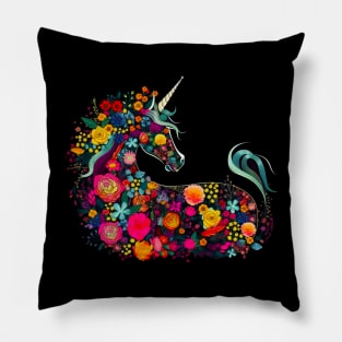 Unicorn of Flowers - Horse design Pillow