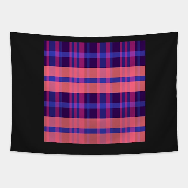 Vaporwave Aesthetic Iagan 2 Hand Drawn Textured Plaid Pattern Tapestry by GenAumonier