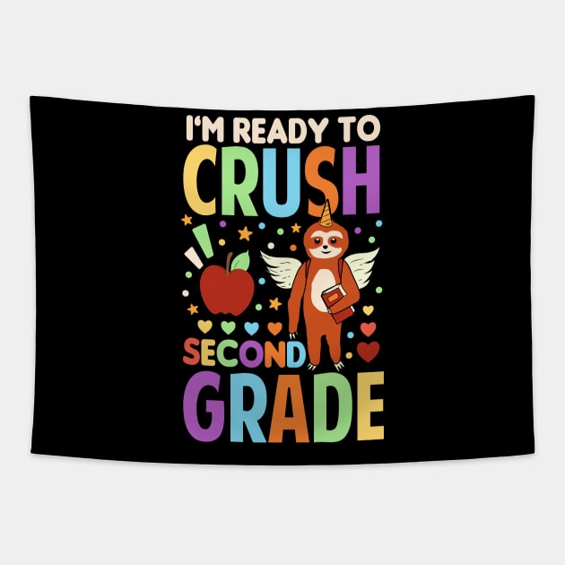 I'm Ready To Crush Second Grade Sloth Unicorn Back To School Tapestry by Tesszero