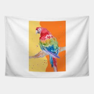 Parrot Watercolor Painting Macaw - Yellow Orange Tapestry