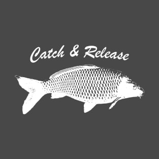 Catch and Release Series, Carp, White color T-Shirt