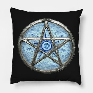 Fractal Ice Blue Pentagram Pentacle Wicca Pillow