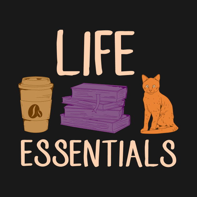 Cute Life Essentials Are Coffee, Books, and Cats by theperfectpresents