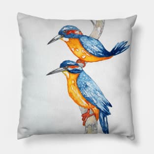 Blue Kingfishers bird art bird lovers printable bird art Pillow