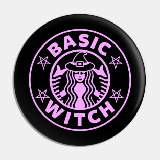 Basic Witch Pink Halloween Goth Coffee Pentagram Pin