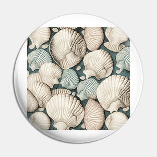 Teal vintage seashells Pin