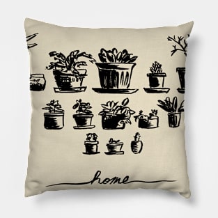 Home (black and white) Pillow