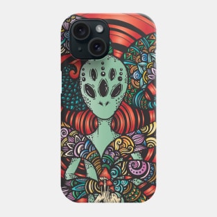 Colorful Alien with Zentangle Drawing Phone Case