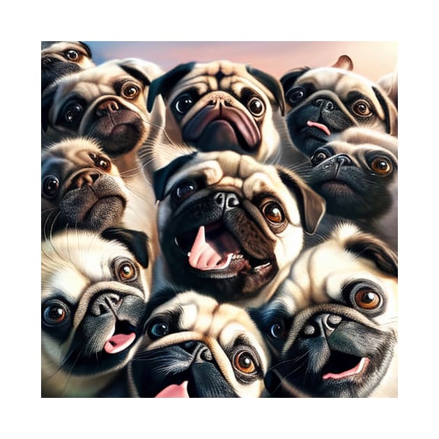 Dog Pugs Wild Nature Funny Happy Humor Photo Selfie by Cubebox