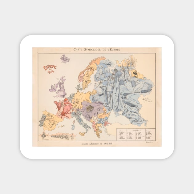 Vintage WWI Political Cartoon Map of Europe (1915) Magnet by Bravuramedia