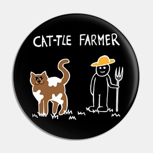 Cattle Cat Farmer (White) Pin