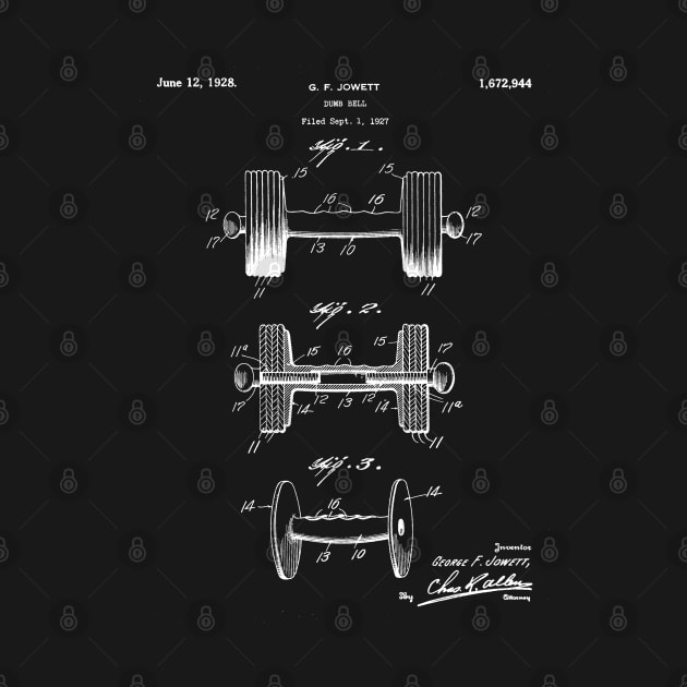 Weight Lifting Patent - Dumb Bell Art - Black Chalkboard by patentpress