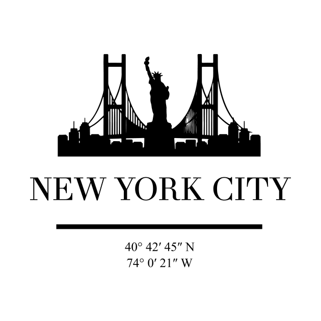 NEW YORK CITY NEW YORK BLACK SILHOUETTE SKYLINE ART by deificusArt