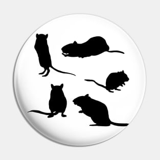 Five black gerbil silhouettes Pin