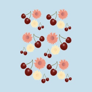 Cherries with orange and yellow blooms T-Shirt