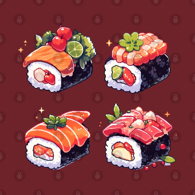 Cute Sushi Anime Food Pixel Art by TheMystique