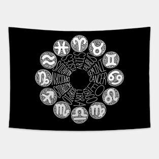 Zodiac Signs (white) Tapestry