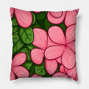 Vintage doodle illustration of Catharanthus roseus Pillow