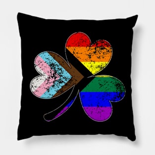 LGBTQ Progress Pride Shamrock Pillow