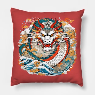 Traditional Japanese dragon Pillow