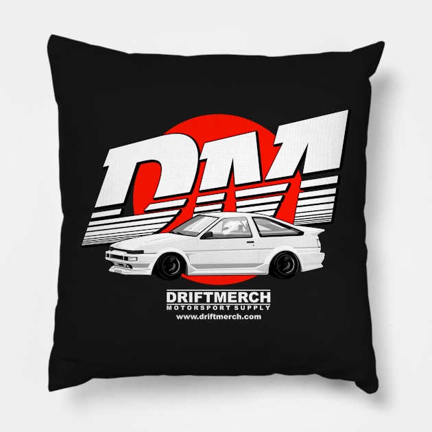 Drift Merch Motorsport Supply DM Logo AE86 with Japan Flag - Dark Pillow by driftmerch