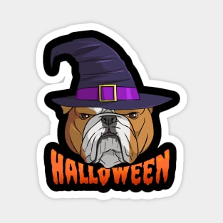 English Bulldog Witch Happy Halloween Magnet