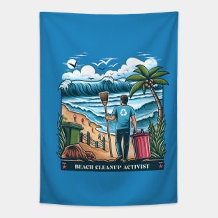 Beach Cleanup Activists - Beach Cleanup Tools Tapestry