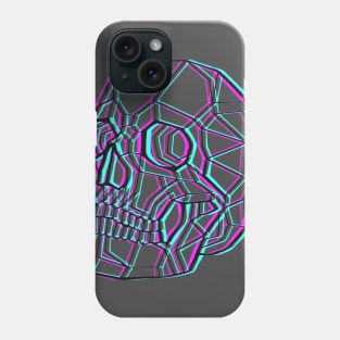 Skull glitch geometric origami Phone Case