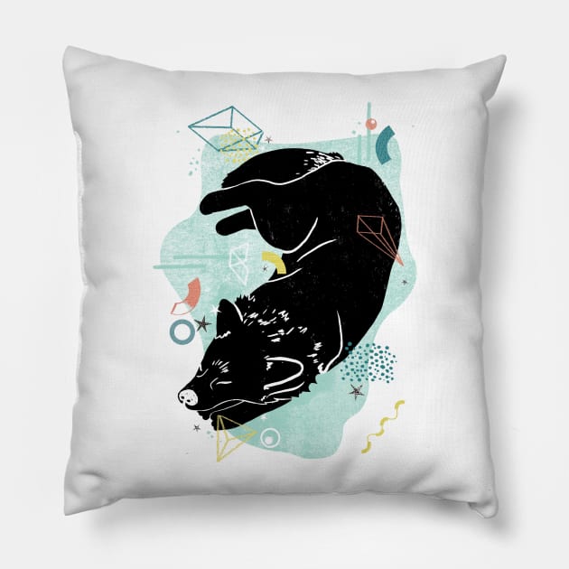 Sleeping Wolf illustration Pillow by Janneke_Meekes