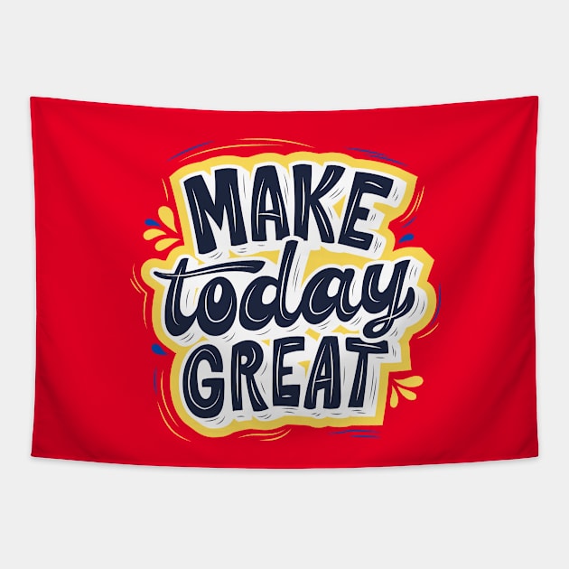 MAKE TODAY GREAT - Yellow and Blue Tapestry by O.M design