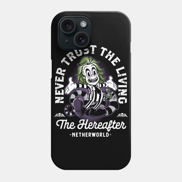 Vintage Cartoon Never Trust The Living - Creepy Cute Goth Phone Case by Nemons