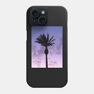 Tropical Palm Tree with beautiful sunset in violet, blue and pink Phone Case